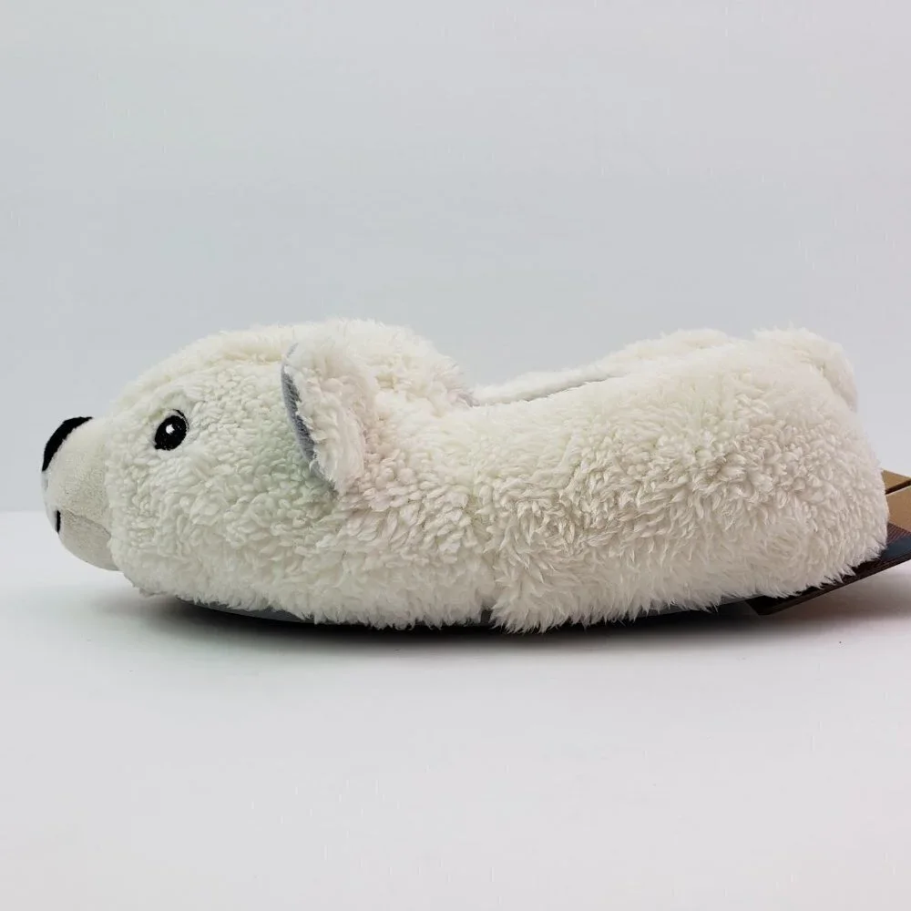 NEW Dearfoams Rowan Polar Bear Critter Kids Size 2/3 White Closed Back Slippers